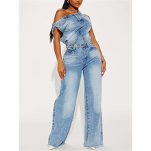 Z 12853LTube top denim jumpsuit Ĩ��ţ�������ŷ���¿��