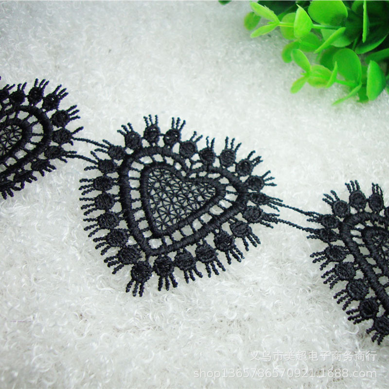 爱心水溶花边刺绣条码 腰带手工家纺裙摆装饰帽饰女装洛丽塔辅料