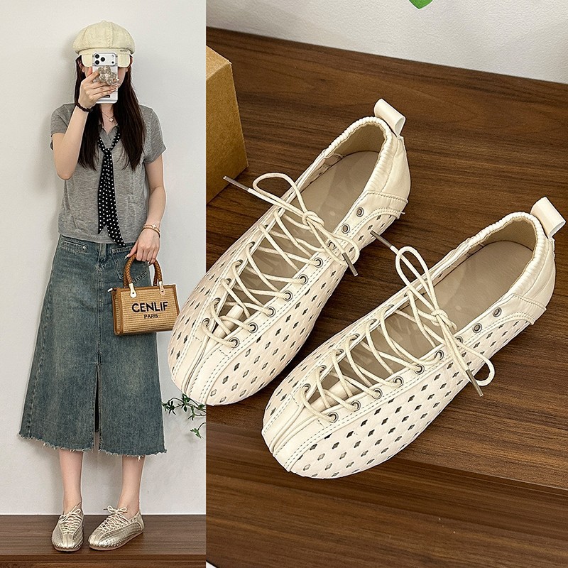 2026 primavera y verano retro correa francesa trenzada correa de agujero Mary Jane zapatos de ballet soleos sandalias romanas
