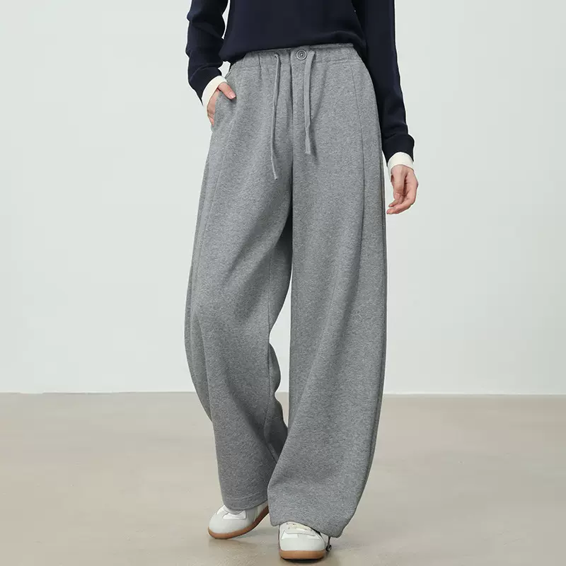 春季美式抽绳运动裤女装宽松垂坠感两穿百搭休闲弯刀裤直筒阔腿裤