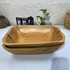 Home living room decoration snack plate Chinese style wedding table dessert plate pastoral style wooden square large fruit plate