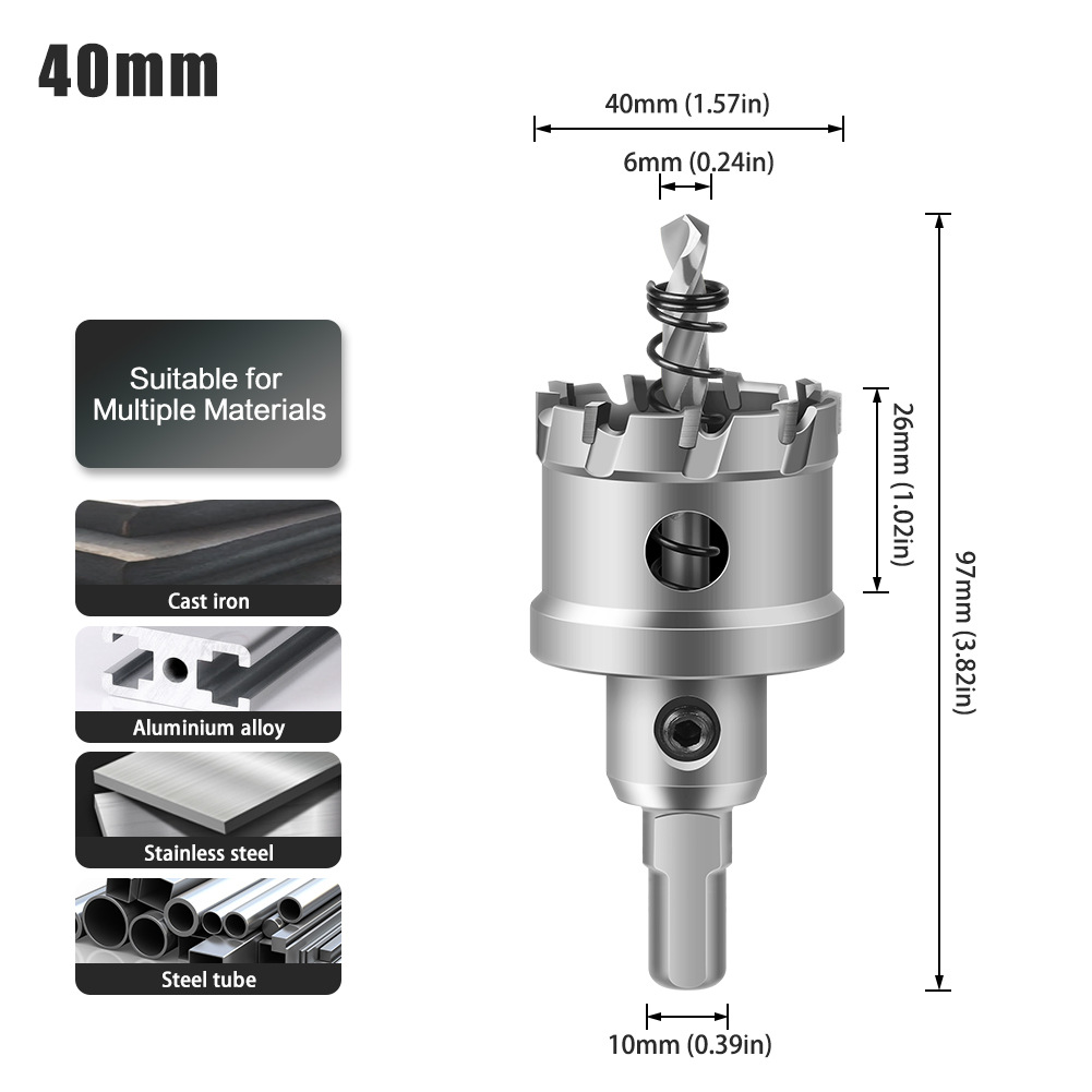 Abridor de agujero de aleación 5A de alto grado Abridor de agujero de acero inoxidable de alto grado TCT