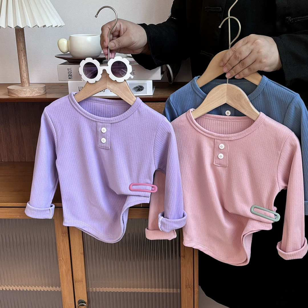 Осеннее белье для детей с длинным рукавом, бархат тёплые underwear, круглый воротник