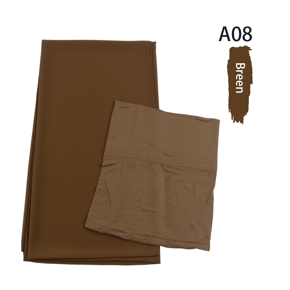 Muslim Women Chiffon HIjab With Matching Under Cap Hijab Headscarf Chiffon Long Shawl With Match Color Jersey Inner Caps