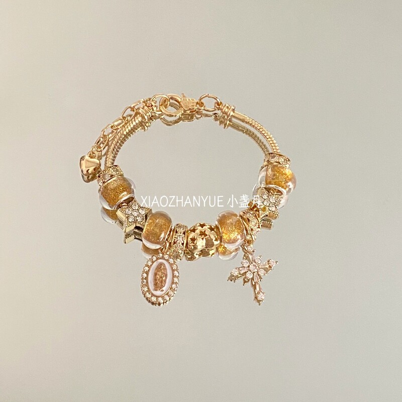 Panjia Duo La Cross-Border Hot-Selling Heart DIY Beaded Bracelet Niche Design Sweet Best Friend Bracelet Versatile Hand Accessory