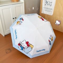 三丽鸥正版凯蒂猫蓝色自动雨伞晴雨两用折叠太阳伞遮阳伞可爱便携