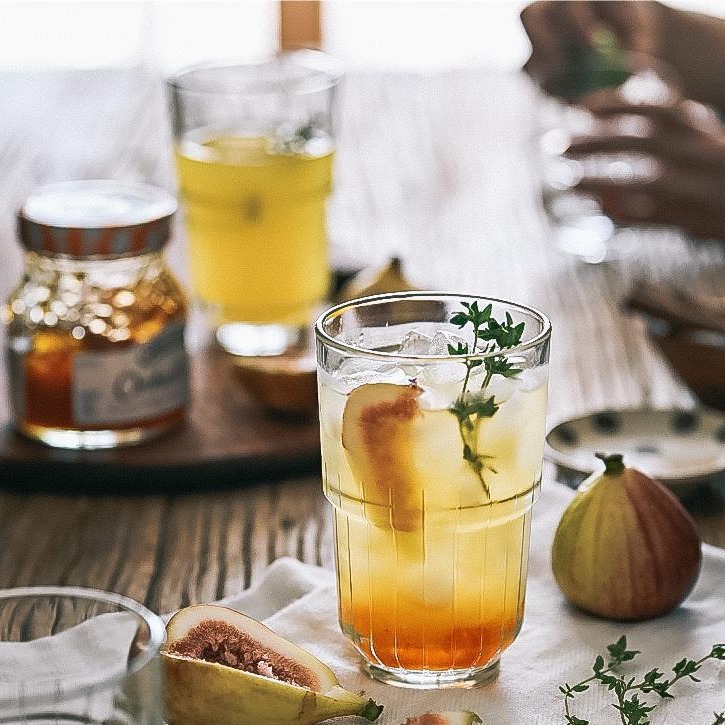 Libby Taza de agua de vidrio apilada gruesa vertical Café con leche Taza de bebida fría Cerveza Whisky Taza de vino al por mayor