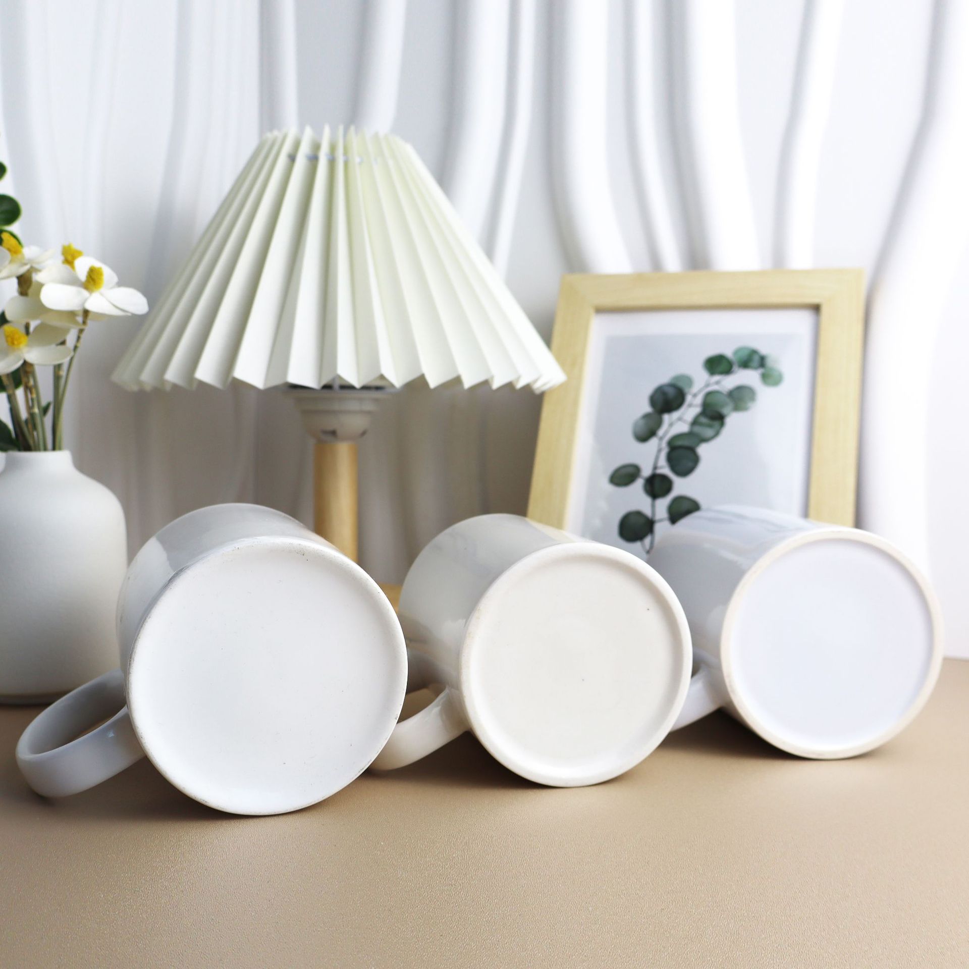 Simple Fashion White Porcelain Ceramic Cup High Temperature Straight Mug New Bone China Ivory White Water Cup Coated LOGO Printing
