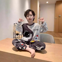 新款2024男童睡衣儿童春秋季薄款长袖男孩大童卡通家居服套装秋天