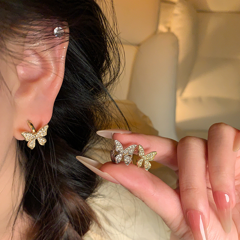 Exquisite Butterfly Zircon Earrings Luxury Full Diamond Design_voghion.com