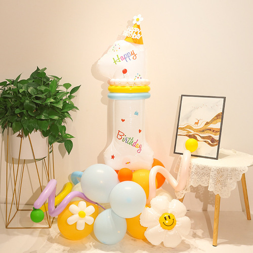 Children's white birthday number aluminum film balloon column boy girl baby first year party scene decoration arrangement