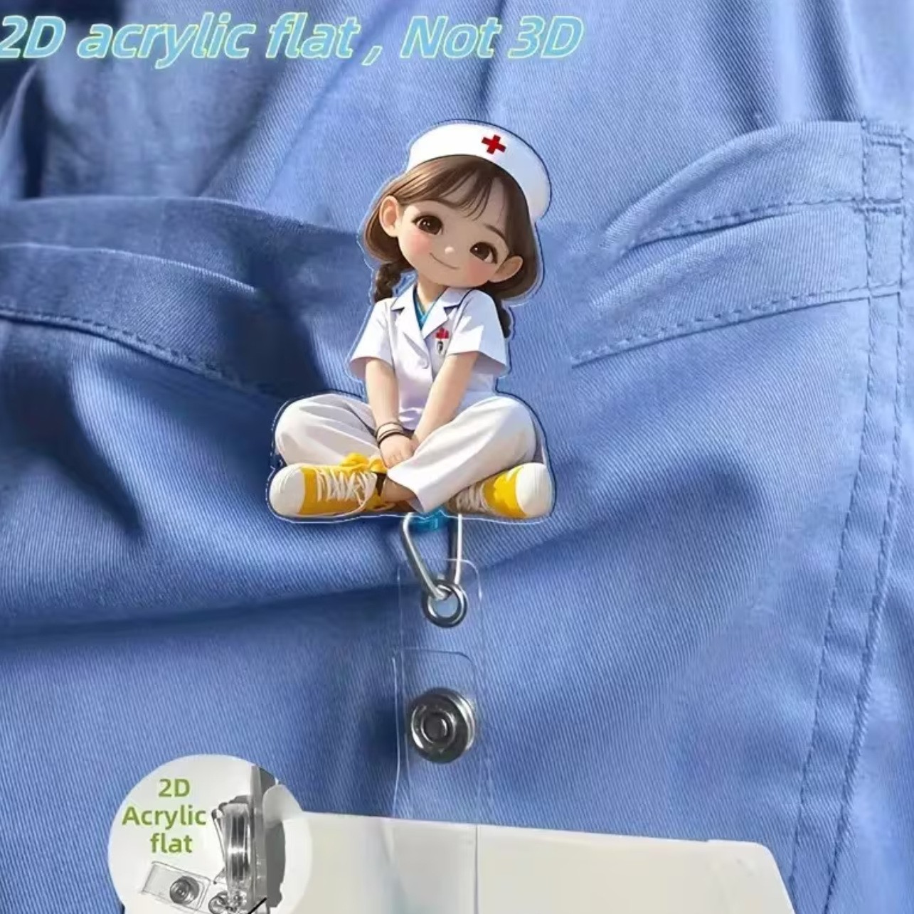 Nueva linda moda coreana de dibujos animados hebilla fácil de tirar tarjeta de trabajo clip de insignia certificado hebilla telescópica clip de insignia al por mayor