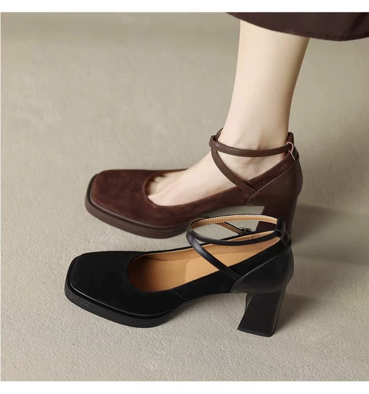 Женские туфли Maillard Мэри Джейн во французском стиле ретро коричневые туфли с квадратным носком и пряжкой на толстом каблуке на плоской подошве, непромокаемые туфли на высоком каблуке на платформе
