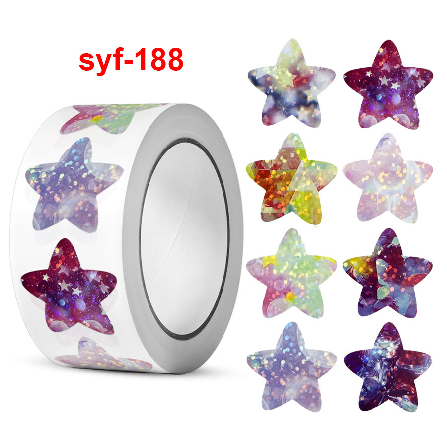 500 / rollo de 2,5 cm rollo de pegatinas de estrella brillante pegatinas de sello autoadhesivas pegatinas de etiqueta adhesiva