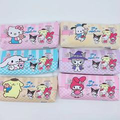 Cute Cartoon Single-layer Pen Bag PU Flat Zipper Bag Sanrio Kurumi Cinnamon Dog Stationery Bag Pencil Case 