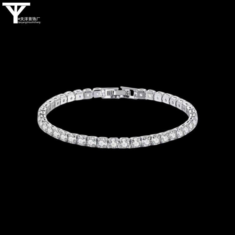 Korean Style New Bracelet with One, Two, or Three Rows of Sparkling Zircon Stones, Simple Gemstone Bracelet for European and American Export, Wish Korean Style New Bracelet with One, Two, or Three Rows of Sparkling Zircon Stones, Simple Gemstone Bracelet for European and American Export, Wish