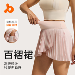 Juyitang 夏の新プリーツショートスカート偽ツーピーススプリットスポーツスカート女性の露出防止フィットネスヨガスカート
