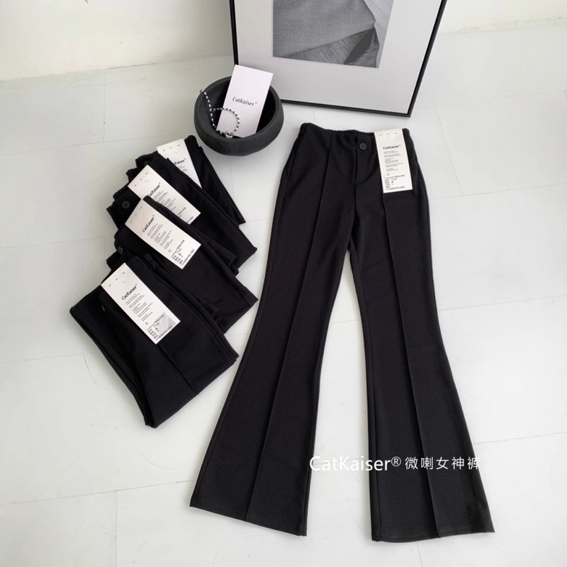Spring and Autumn 7796CatKaiser Micro Goddess Pants Women's Slim-fit High Waist Slimming Stretch Black High Waist Small Black Pants Spring and Autumn 7796CatKaiser Micro Goddess Pants Women's Slim-fit High Waist Slimming Stretch Black High Waist Small Black Pants