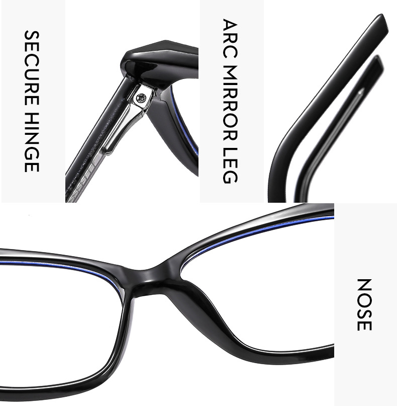 2023 New TR90 insert cat eye anti-blue glasses frame spring leg plain plain lens tide glasses_voghion.com