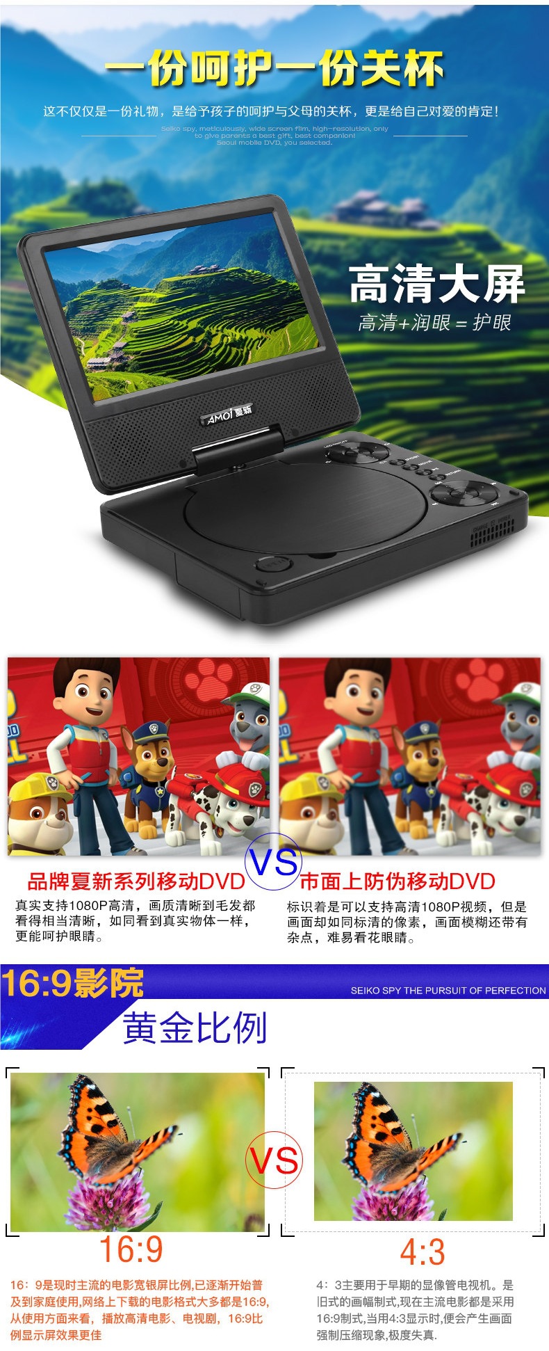 Full-Format Car Portable Dvd Player, High-Definition Mobile Vcd Player, Bluetooth-Connected Audio All-In-One Device