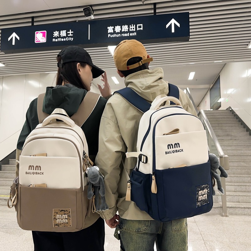 high quality Schoolbag Women's American Style Retro Trendy Ins Middle School Student Backpack Large Capacity Couple's Computer Backpack