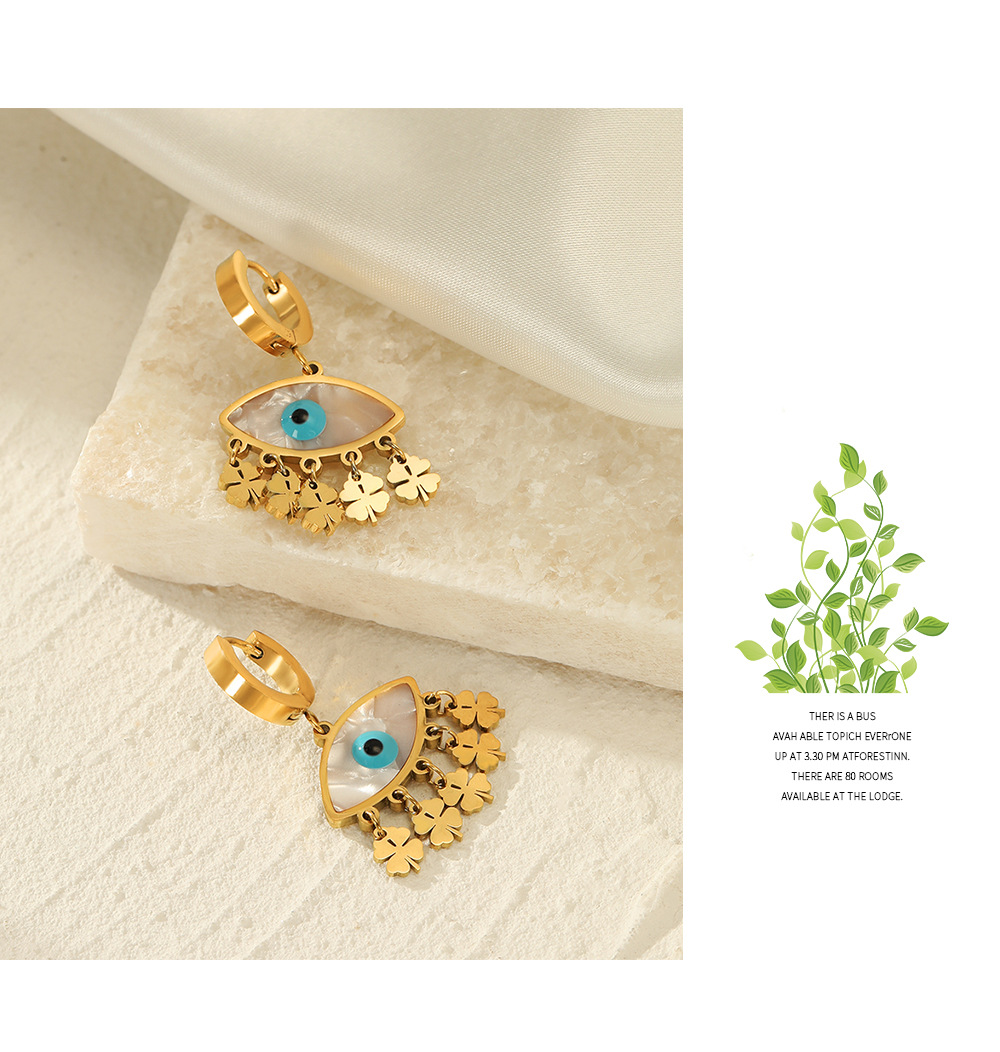 Fashion Devilu0027S Eye Stainless Steel Gold Plated Drop Earrings 1 Pair