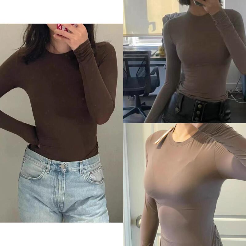 Foreign Trade European and American Sk Alternative! Fits Everybody Long-Sleeved Women's Slim-Fit Outerwear Slimming T-Shirt