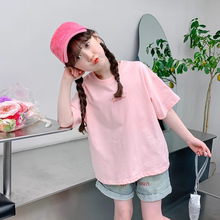 领口包边】女童短袖T恤夏装2024新款韩版洋气儿童韩版半袖上衣潮