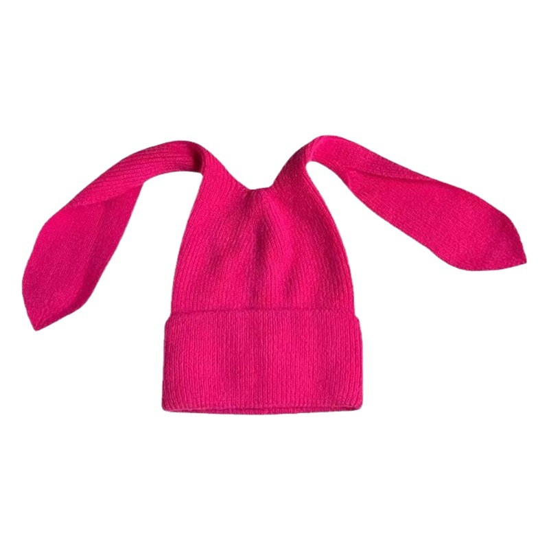 2025 New Long-Eared Rabbit Knitted Hat for Women, Winter Warm, Cute, Skin-Friendly, Soft Faux Mink Wool Hat