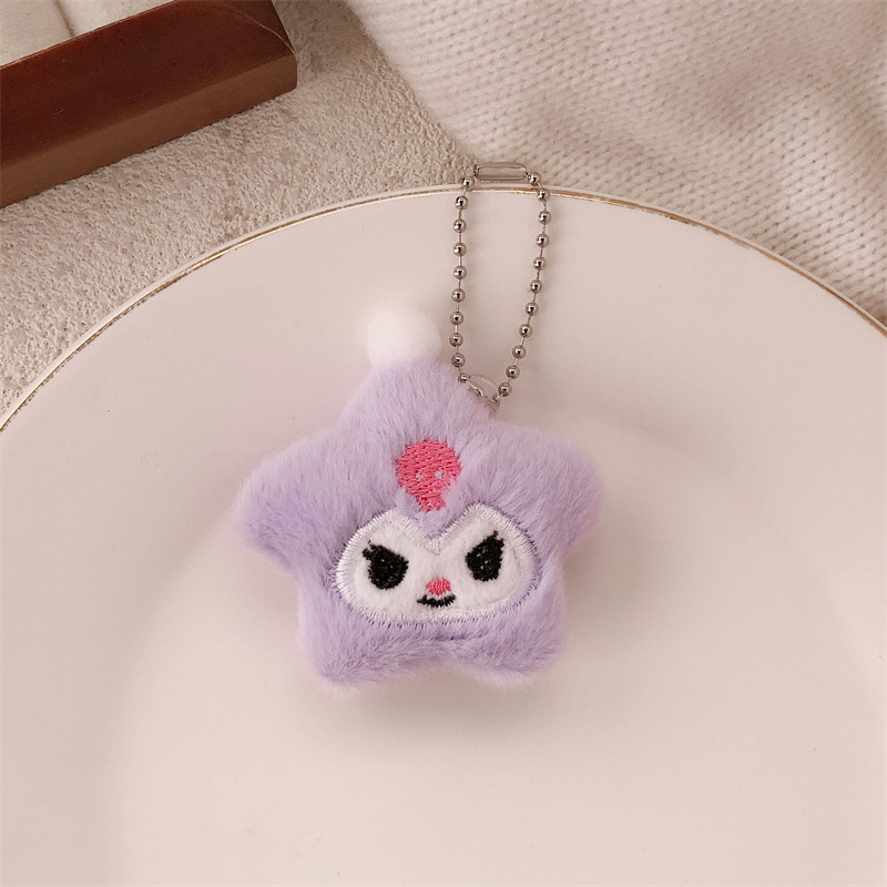 Nuevo estilo de felpa linda de dibujos animados arco estrella muñeca colgante monedero felpa auricular estuche llavero colgante