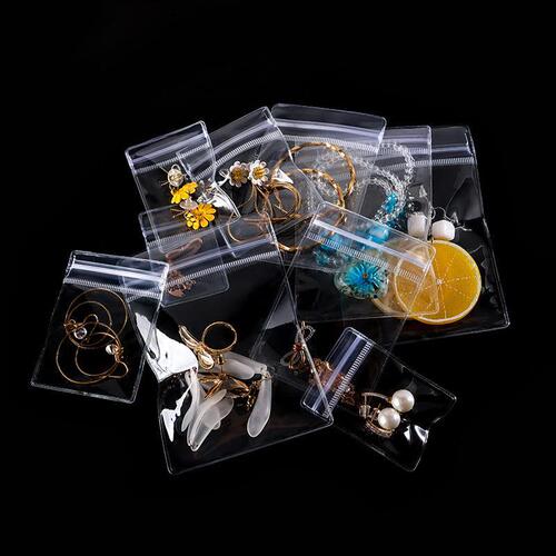 PVC jewelry bag, double-sided transparent 48-thread sealed bag, thickened bracelet, necklace, earring storage self-sealing bag