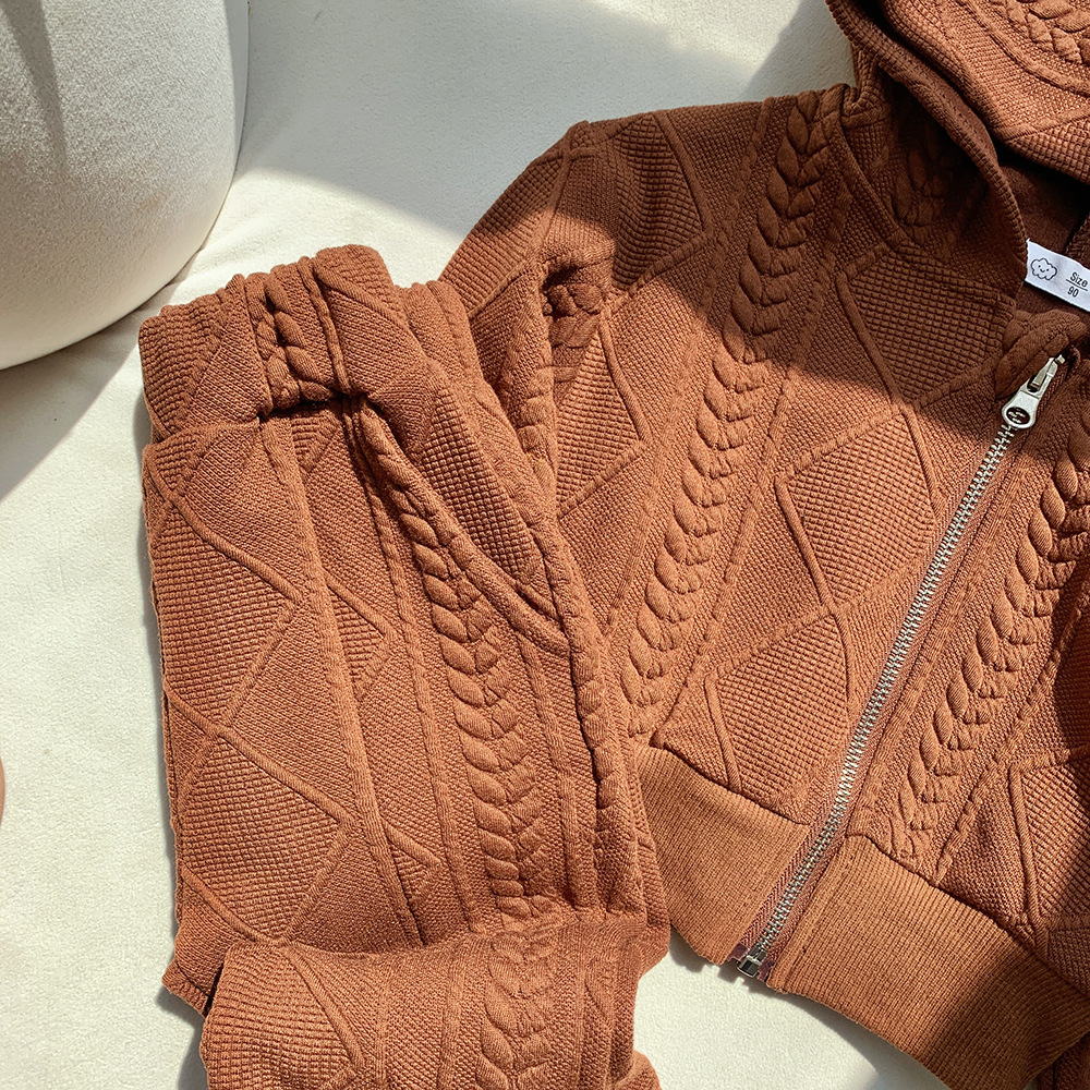 Pull de loisirs pour filles, manteau tricoté à capuche polyvalent pour enfants, ensemble deux pièces coréen, printemps et automne_voghion.com