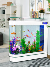 子弹头鱼缸客厅家用中型水族箱玻璃1.2米1.5米生态落地屏风鱼缸