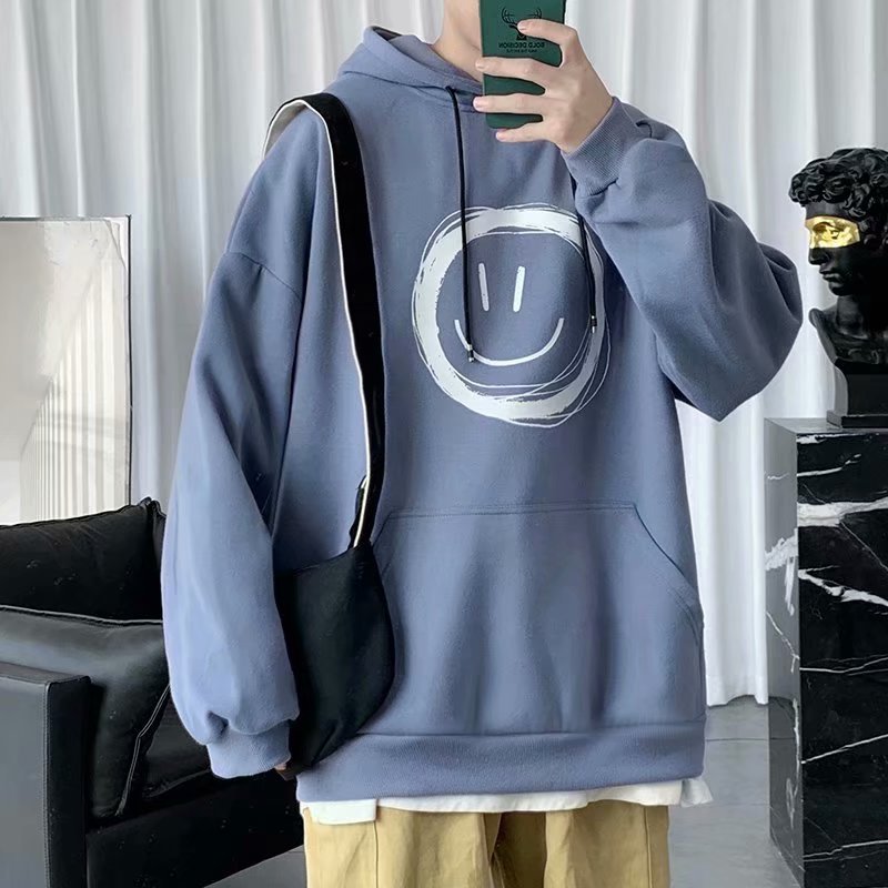 2020秋冬新加绒卫衣男连帽ins潮流外套男长袖宽松圆领秋装上衣服