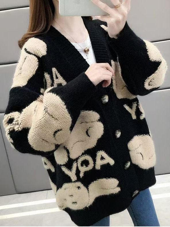 毛衣外套女2025秋冬新款慵懒风韩版宽松网红针织开衫洋气加厚外搭|undefined