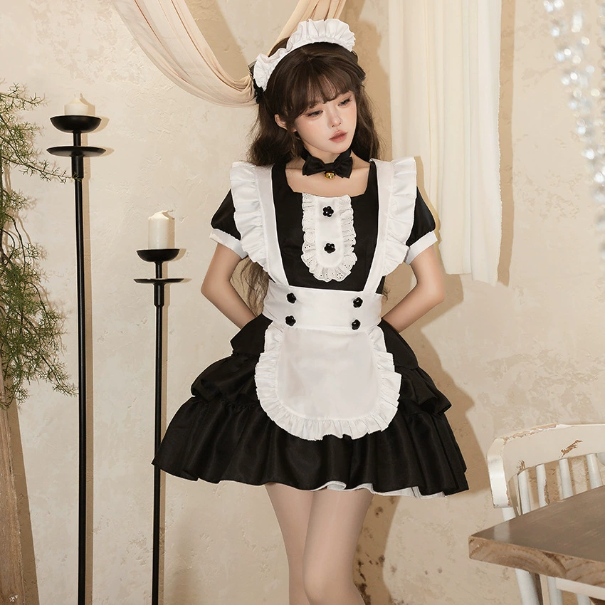 Женщина-кошка торт юбка горничная черно-белая горничная японская аниме косплей горничной униформа платье принцессы