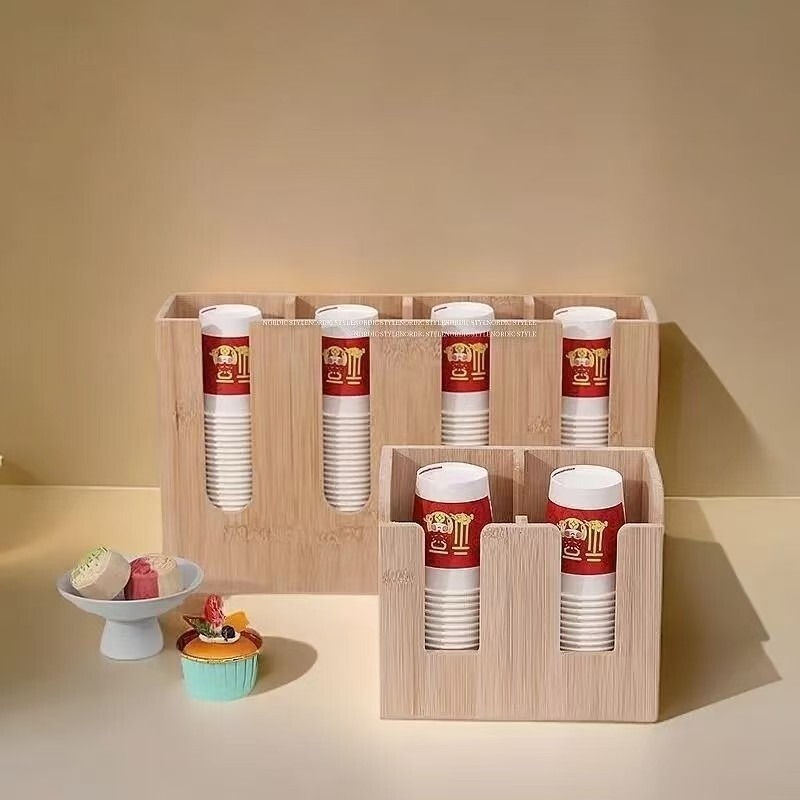引き出し式筒紙コップホルダー箸デスクトップティッシュ整理棚穴なし多色オプションカフェ収納|undefined