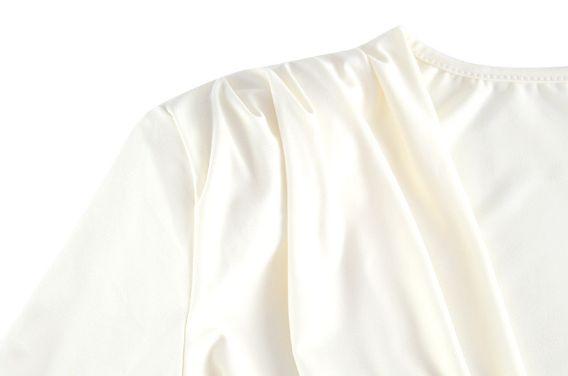 Women Clothing Swing Collar Low Cut Solid Color Simple Waist Fitted Workplace Adult Lady like Woman Hip Bag Dress