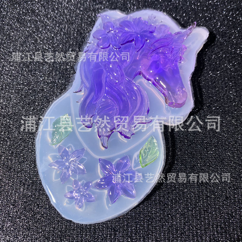 Espejo DIY molde de cristal epoxi nuevo espejo flor unicornio silicona teléfono móvil Shell accesorios Decoración