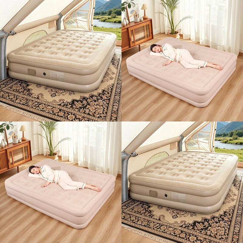 Fully automatic inflatable mattress for outdoor camping, tent pad, floor mat, portable thickened air mattress for home use, self-inflating