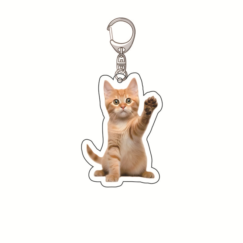 Plátano gato feliz gato acrílico llavero comida gato gato cabeza emoji paquete llavero divertido