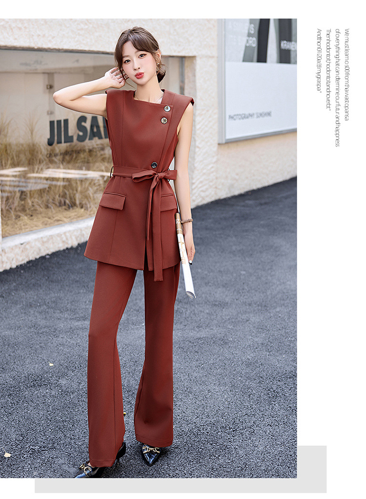 GraceChic Damen-Anzug, modisch und elegant, Herbst, neues figurformendes Blazer-T-Shirt, gerade Hose, dreiteiliges Westen-Set_voghion.com