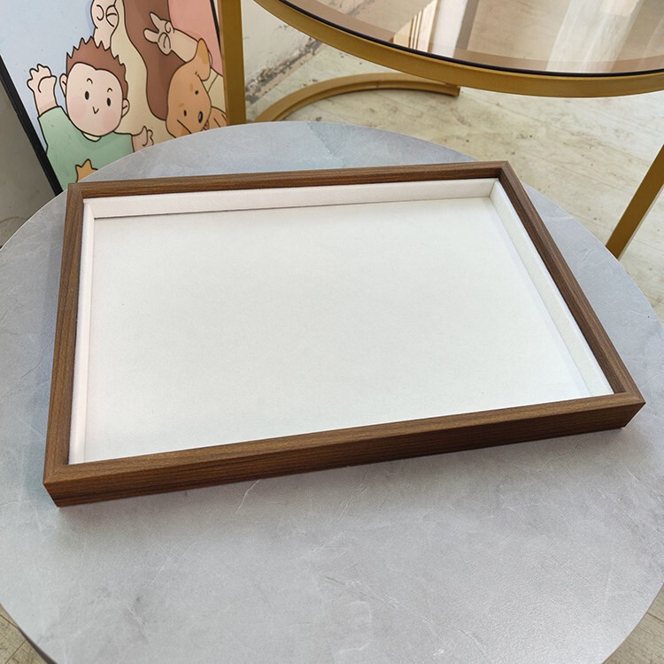 Large walnut wood grain beige velvet empty display tray for jewelry, earrings, necklaces, Buddhist beads, photography tray, wholesale Large walnut wood grain beige velvet empty display tray for jewelry, earrings, necklaces, Buddhist beads, photography tray, wholesale