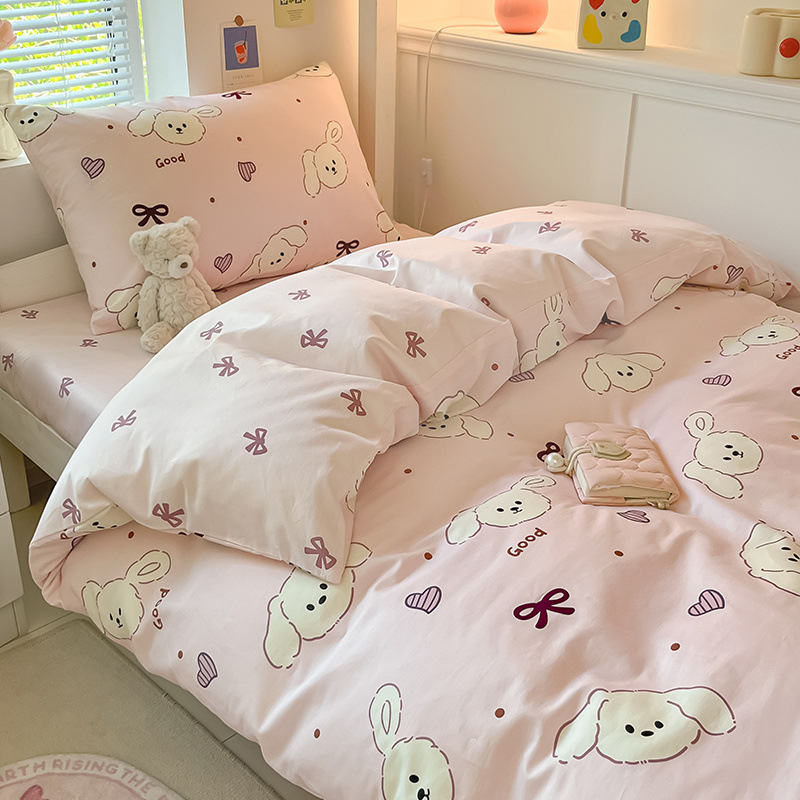 Juego de cama de dormitorio de estudiantes fresco de algodón de tres piezas 2024 nuevo juego de cuatro piezas de sábanas de algodón puro