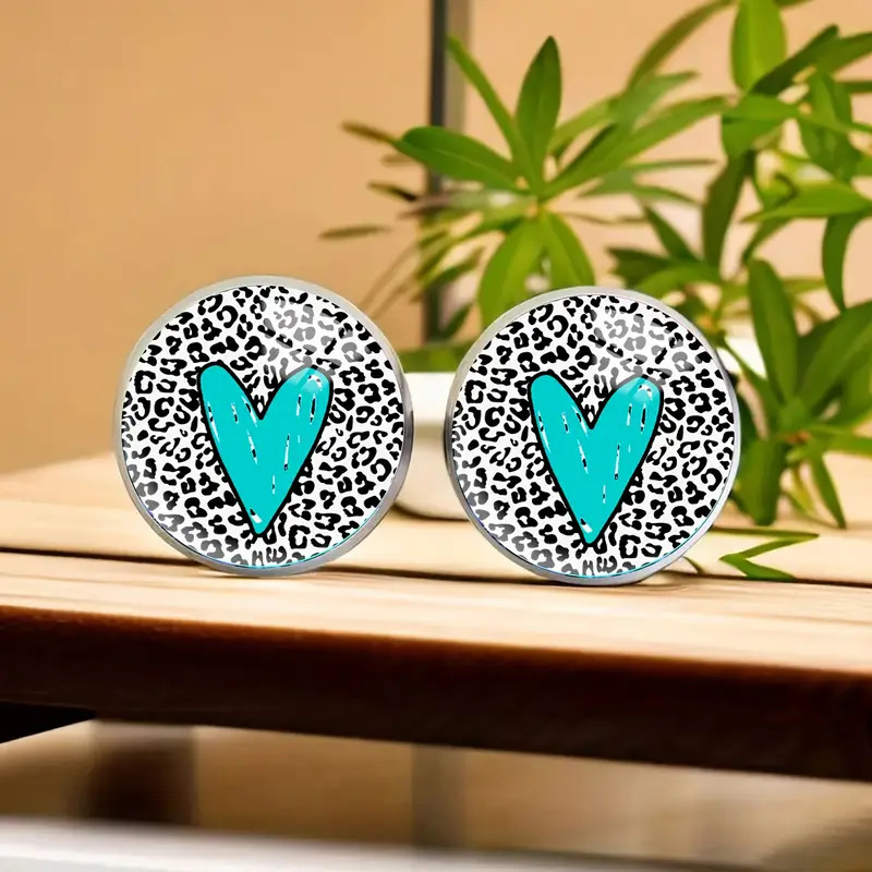 Boucles d'oreilles à imprimé léopard, style nouveau, avec pierres précieuses, verre et tige en acier inoxydable._voghion.com