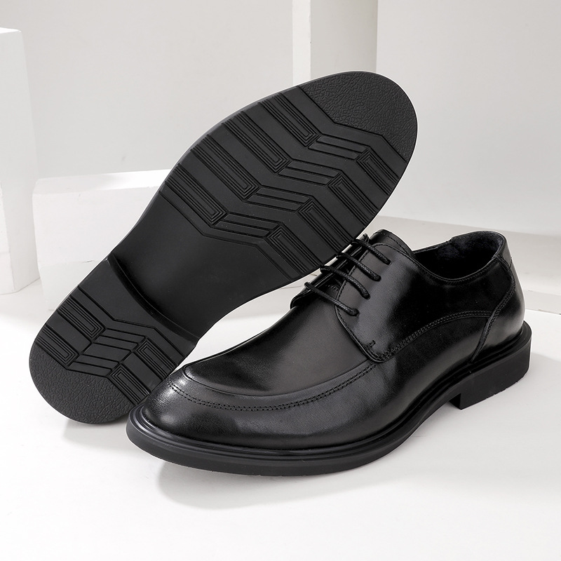 Plus-size business dress shoes men's British style tie top layer of cow leather wedding shoes_voghion.com