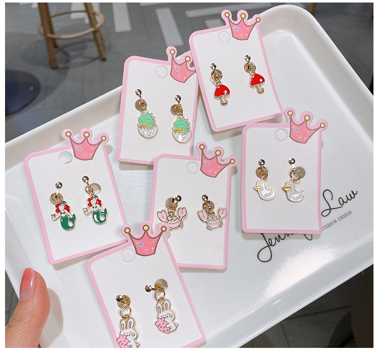 Cartoon Style Rabbit Rainbow Bear Alloy Kidu0027S Drop Earrings 1 Pair