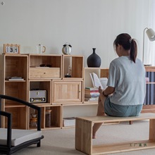 格子置物架实木收纳柜储物架 客厅自由组合书架子落地展示架