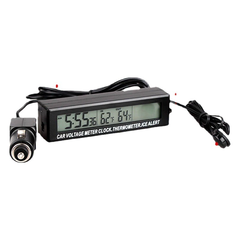 EC88 автомобиль внутри и снаружи двойная температура + часы + Напряжение 12vLED Автомобильные электронные часы Оранжевый синий двухцветные светящиеся электронные часы