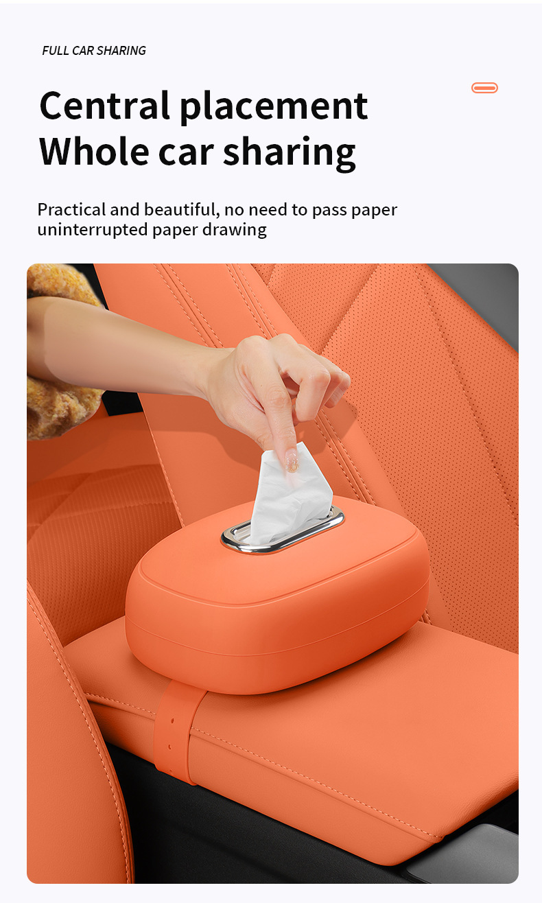 Cross-Border 3W Car-Mounted Tissue Box, Hanging Silicone Seat Tissue Storage Box Set, In-Car Center Console Armrest Tissue Box